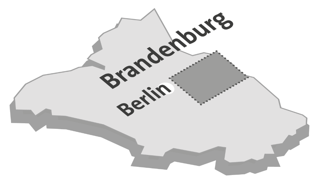 Karte von Brandenburg mit einer grauen Markierung des Gebiets von Spree Immobilien